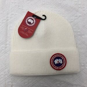 Canada Goose White Knit Beanie